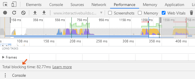 Total Blocking Time - Chrome Dev Tools