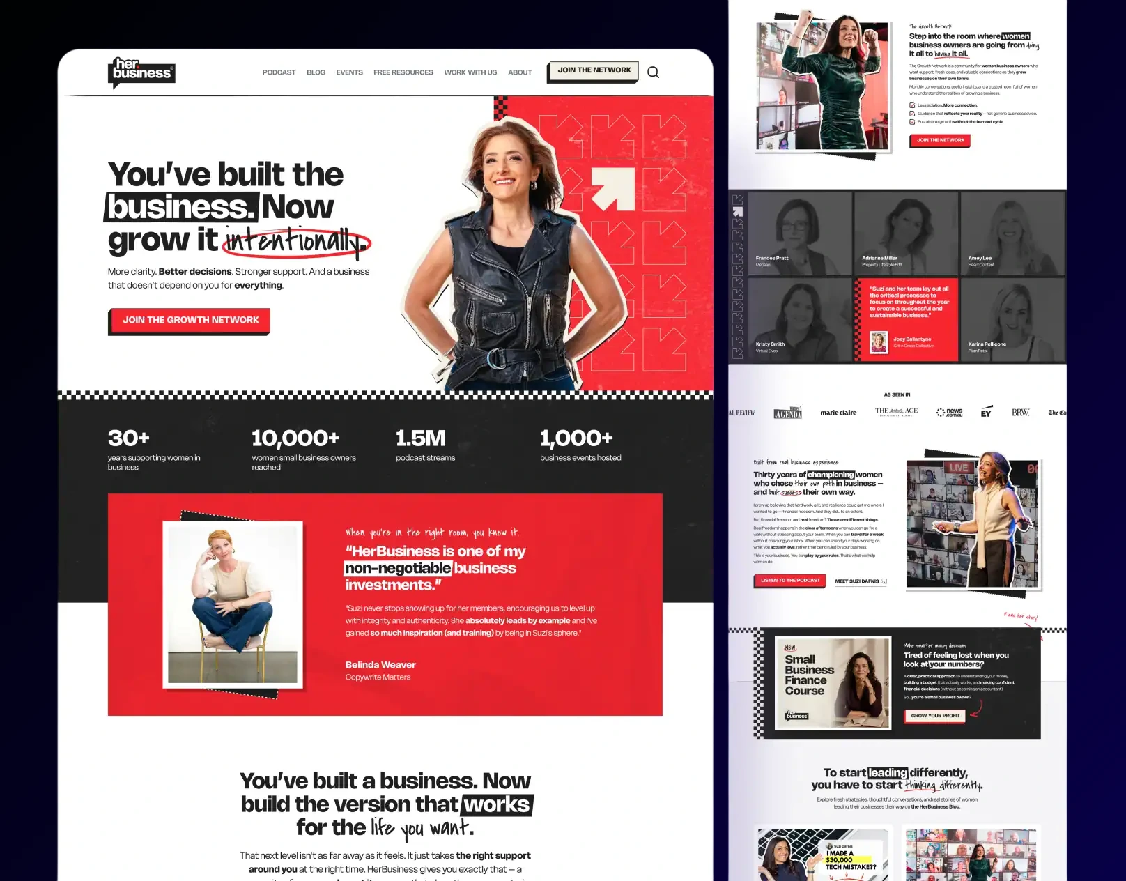 HerBusiness website homepage after infrastructure modernization