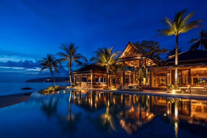 Twinpalms luxury resort at dusk, Phuket