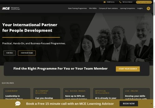 MCE project website screenshot